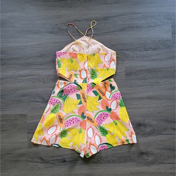 Anthropologie Hutch Orange Yellow Pink Mixed Fruit Halter Romper NWT Size 4 - Picture 15 of 16